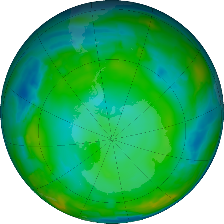 Antarctic ozone map for 22 June 2011